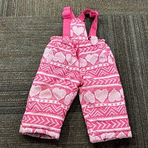 Girls- 12 month Pink Snowbibs